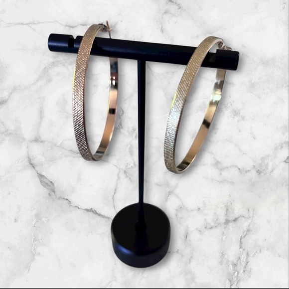 Jewelry - Textured stainless steel hoops. Approximately 1.75”. New.